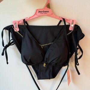 New Juicy Couture XL Black Charm Chain Bikini Bathing Suit Swimwear Clothing